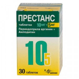 ПРЕСТАНС АМЛОДИПИН 5МГ.+ПЕРИНДОПРИЛ 10МГ. №30 ТАБ. ПРЕСТАНС АМЛОДИПИН 5МГ.+ПЕРИНДОПРИЛ 10МГ. №30 ТАБ.