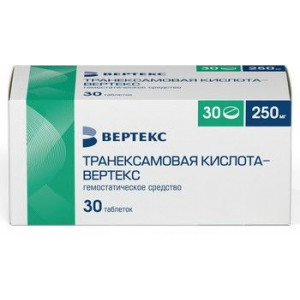 ТРАНЕКСАМОВАЯ КИСЛОТА-ВЕРТЕКС 250МГ. №30 ТАБ. П/П/О /ВЕРТЕКС/ ТРАНЕКСАМОВАЯ КИСЛОТА-ВЕРТЕКС 250МГ. №30 ТАБ. П/П/О /ВЕРТЕКС/